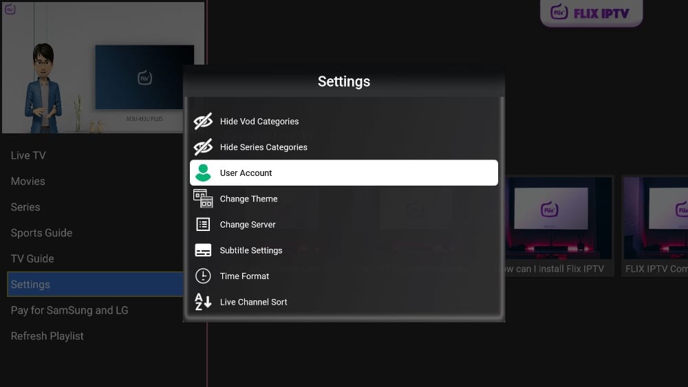 Flix IPTV user account